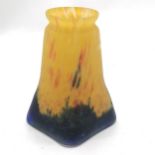 Muller Freres Luneville original glass shade with yellow / blue pate-de-verre - 13.5cm high & has