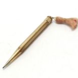 Lady Yard o Lette rolled gold pencil with original tassel, has dedication, 10cm long- has wear to
