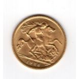 1925 George V half sovereign coin with SA = Pretoria Mint South Africa mintmark