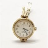 9ct gold ladies Rotary manual wind wristwatch on a sprung (slightly stretched) 9ct gold bracelet -