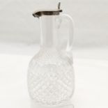 Antique London 1884 silver mounted crystal Claret jug by Jonathan Wilson Hukin & John Thomas