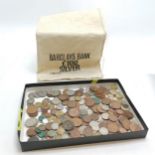 Qty of coins inc some silver + Barclays £100 silver bag (empty!)