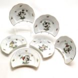 Herend Rothschild pattern set of 6 x crescent shaped salad plates - 19cm across ~ no obvious damage