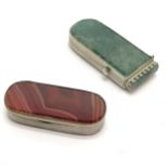 2 x Antique agate vesta boxes - 1 with a sprung catch to lid (6.5cm long & a/f to 1 panel)