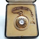 18ct gold gents half hunter pocket watch with centre seconds and roman numeral markers in an