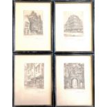 4 etchings by Edward Bird signed and annotated of St Peters Hospital, Bristol, St. Bartholomew's