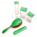 Art Deco silver & green enamel part dressing table set - all a/f - SOLD IN AID OF STALBRIDGE