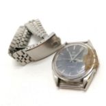 Omega stainless steel quartz wristwatch - 34mm case - lacks winder stem for spares / repairs t/w