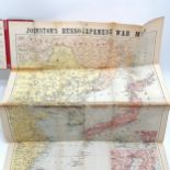 1904 Russo-Japanese war map 9th edition fold-out paper map by W & A K Johnston - has some repairs
