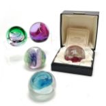 5 x Caithness paperweights - Dizzy Lizzy, Magic carpet, Cosmic rain (in box) & 2 x CIIG (seconds)