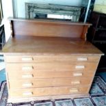 Vintage large oak 5 drawer plan chest 157cm long x 78cm deep x 135cm high