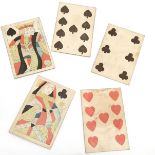 c.1820 antique playing cards - 6.5cm wide x 9.5cm high.