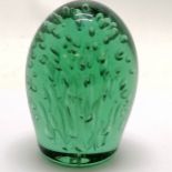Antique Victorian green glass dump with pontil scar to base 12cm high- has a slight surface scuffs