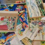 An Artist portfolio containing 22 assorted watercolour still life paintings, mostly unsigned but all