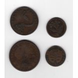 3 x Newcastle-on-tyne tokens - 1811 Bewicke main colliery 1d, John Davidson ¼d, 1814 John Elliot ¼