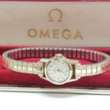 Ladies Omega manual wind wristwatch in a gold plated case 481 movement in an original retail box &