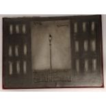 L S Lowry signed pencil drawing on the back cover of a sketchbook of a night scene of a streetlamp &