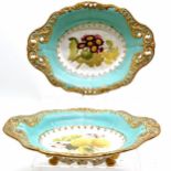 Pair of Copeland tazzas with floral & gilded detail #8474 - 30cm across & slight abrasions to