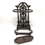 Victorian style cast iron stick stand with drop in tray - 50cm high x 30cm across