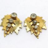 H Pomerantz Inc New York pair of gold tone paste set dress clips - 3.5cm