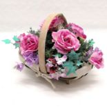 basket with artificial flowers