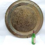 Brass large Benares circular tray