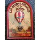 Vintage 'Geo Blunts balloon flight Richmond 1816' hand painted commemorative panel - 60cm x 40cm