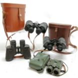 4 pairs of binoculars- folding Photax 8x21, G C Bateman 16x40, Rank Aldis 7x50 in original cases and