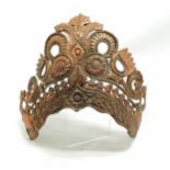 Antique Tibetan repousse copper ceremonial crown - 27cm across x 23cm high