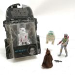 Star Wars 4 figures - 1979 Boba Fett (with gun), 1977 Jawa (with cloth cape), 1977 R2-D2 (a/f) & #01