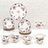 Aynsley teaset comprising teapot, jug and bowl, 6 cups,saucers and plates and cake plate- no obvious