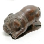 Cast bronze bulldog clip in the form of a puppy 10cm long- No obvious damage