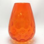 Mid 20thc large orange glass vase 31cm high - no obvious damage