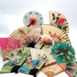 15 x Oriental / Chinese vintage fans - longest 33cm