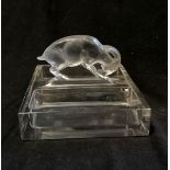 R Lalique France chevre (goat) glass ashtray / dish - 11cm x 13cm & no obvious damage