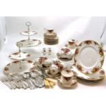Royal Albert Old Country Roses 12 piece tea set incl 2 x 2tier cake stands & 5 dinner plates 26.