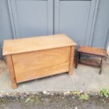 Camphor wood blanket chest 107cm x 50cm deep x 63cm high T/W a small wooden stool