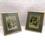 2 x framed prints of children by MEE - frame 32cm x 27cm