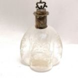 Italian 800 marked scent bottle with etched glass and original label to the base 13cm high- in