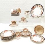 Victorian part tea service comprising 11 side plates, 2 cake plates, 12 saucers, 7 cups, jug and