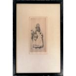 Framed etching of a lady titled 'Gitana' by Antoine Marie Roucoule (1848-1918) - frame 51cm x 34cm