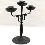 Arts and Craft style 3 branch candelabra 30 cm high, 25 cm wide