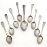 9 x antique Exeter silver spoons (8 teaspoons + table spoon (17cm)) - 150g