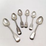 1815 Exeter (no town mark) silver set of 6 x teaspoons by George Turner - 14cm & 118g