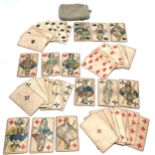 Complete pack of 52 antique playing cards (no jokers) - wear & slight losses to some cards