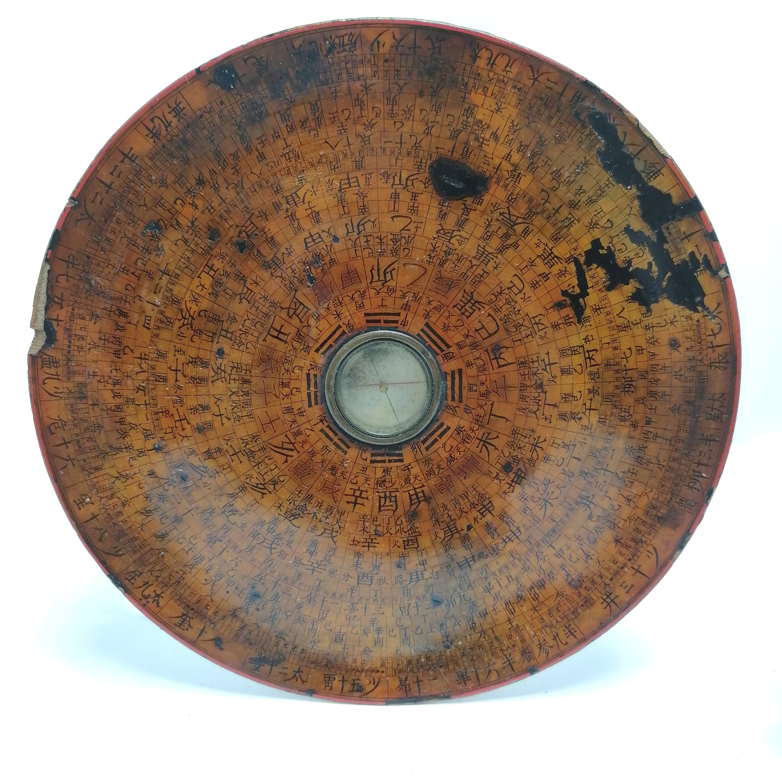 3 x Chinese lacquered wood geomantic compasses - largest 17.5cm diameter ~ 1 missing needle and - Image 3 of 5