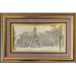 Framed oil on canvas painting of Taras Shevchenko park (inc statue) by V A Panov - frame 25.5cm x