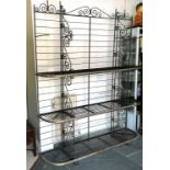 Large antique bakers rack in cast iron with brass detail, the shelves are detachable- 185cm wide x