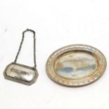 Silver sherry label and small dish