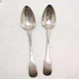 1825 silver Georgian pair of tablespoons by William Bateman - 22.5cm & 133g